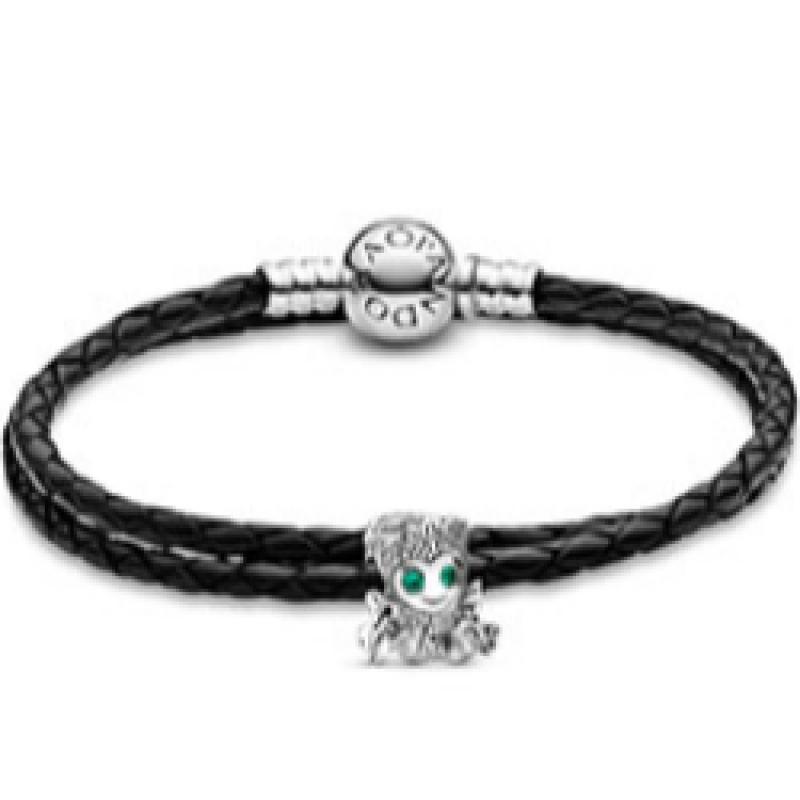 Pandora Moments Double Black Woven Leather Bracelet 590745cbk