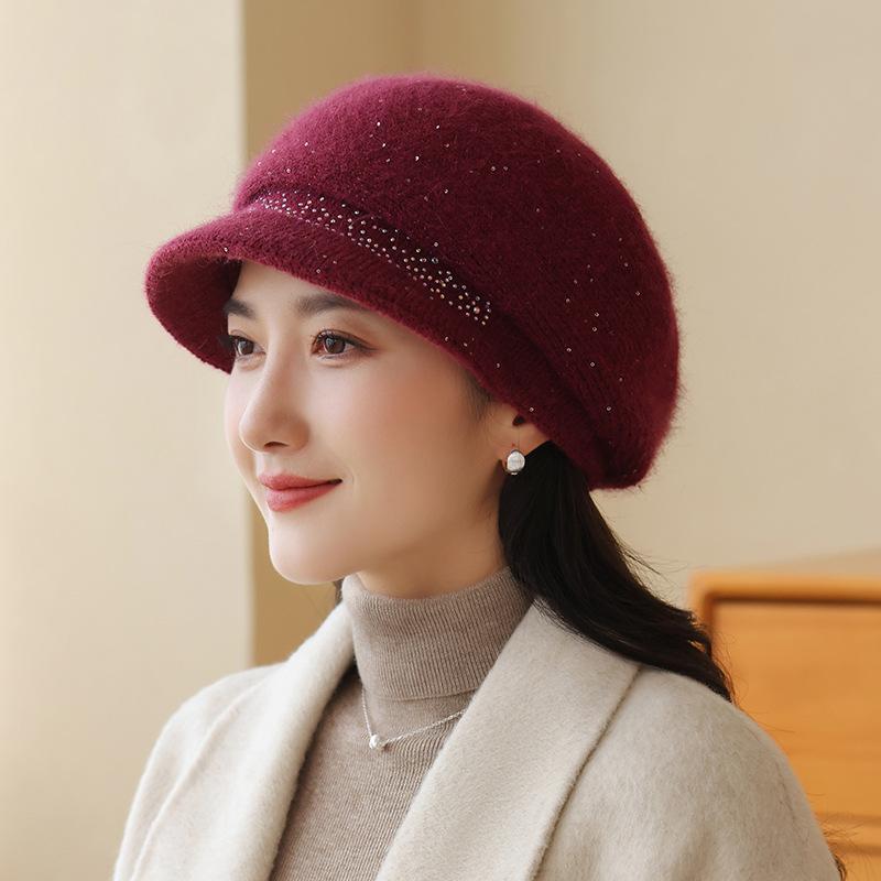 Hat Female Winter Warm Rabbit Hair Beret Cold Protective Ear Wool Hat In The Elderly Hat