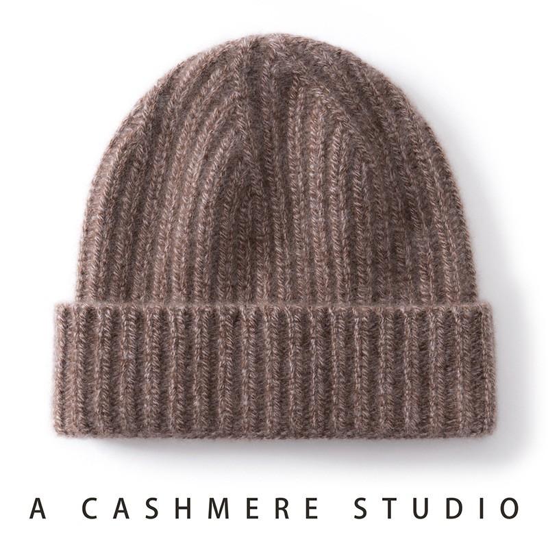 100% Cashmere Beanie Men Women Warm Winter Hat Heads Ear Protection Knit Cap
