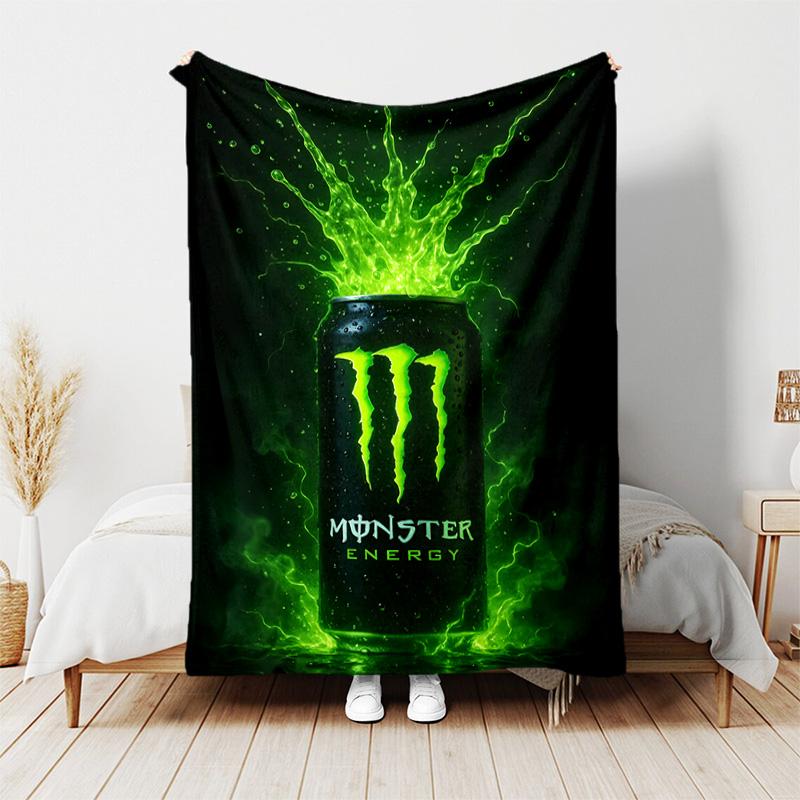 1pc Blanket - Monster Energy LOGO Print Design, Lightweight Blanket for Sofa, Bed- Soft &Warm, Gift for All Seasons
