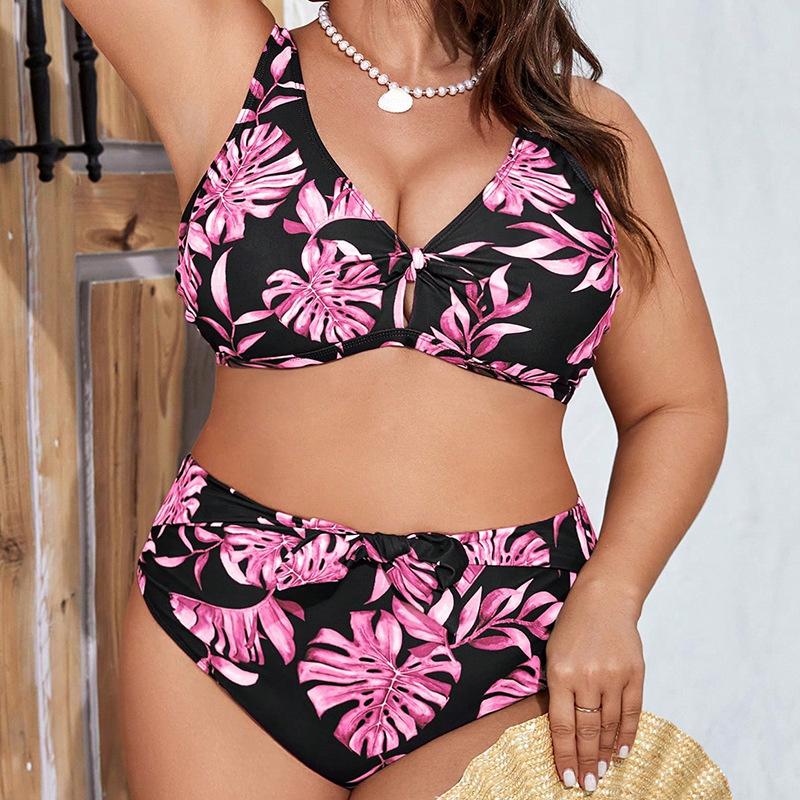TS JYL-SW143 Printed Plus Size Bikini, Curvy Lady Swimwear For Hot Spring