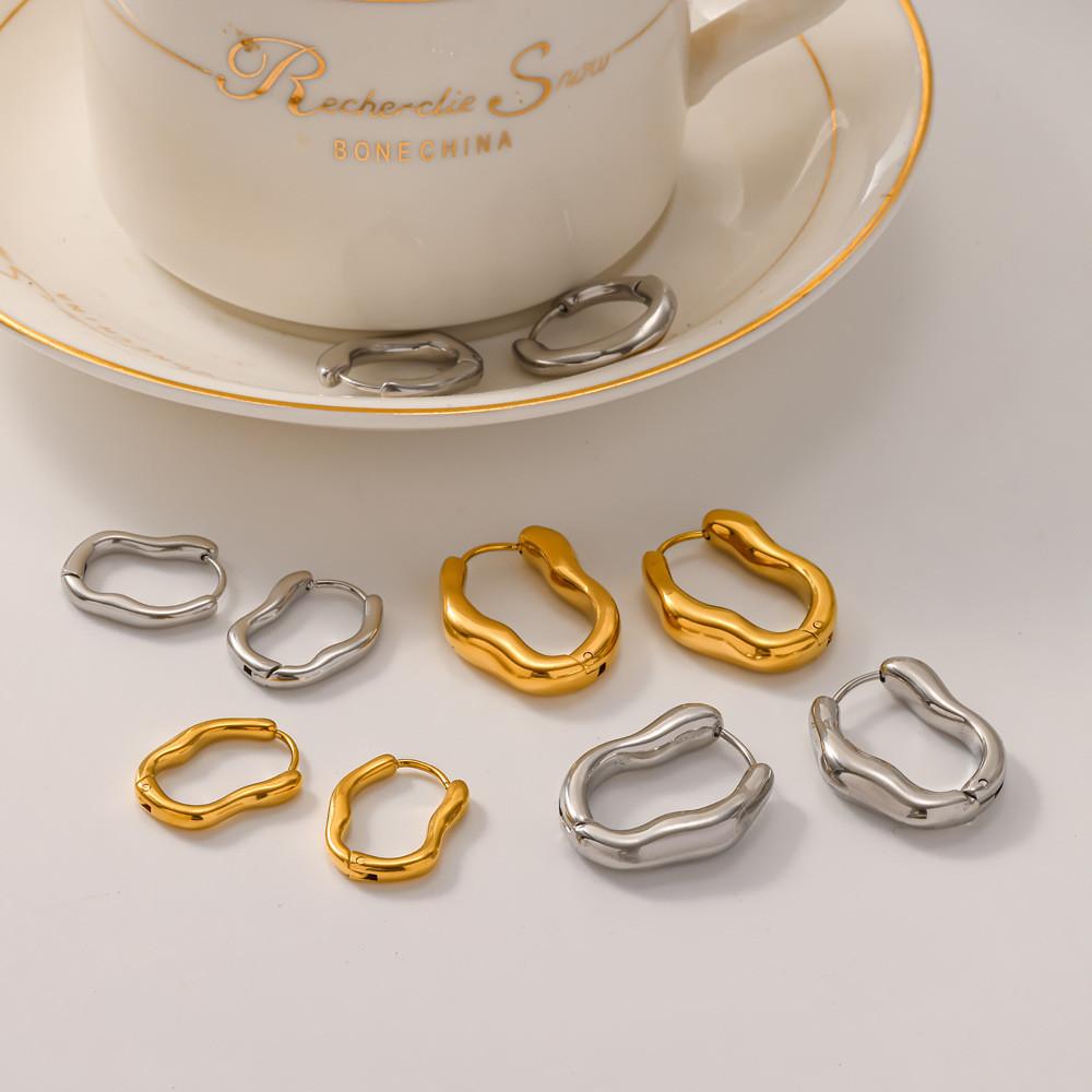 Orecchini Geometrici Minimalisti in Acciaio Inossidabile Placcati Oro per Donna