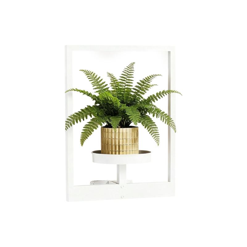 Elegant Wall Mounted Plant Support White Metal Flower Shelf For Inside Outside Home Garden Deck