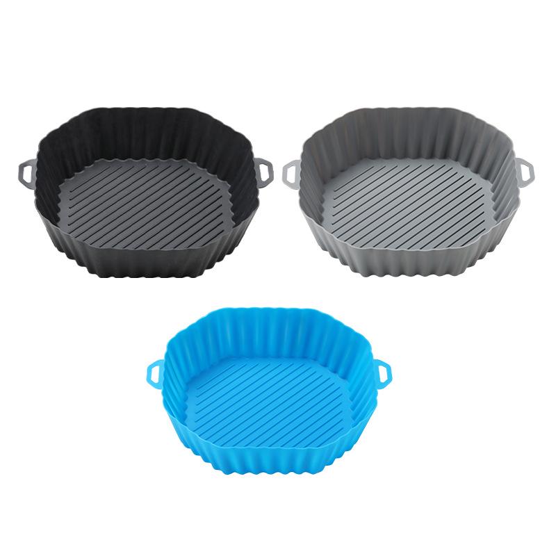 Teglia da forno rettangolare pieghevole in silicone per friggitrice ad aria con manico
