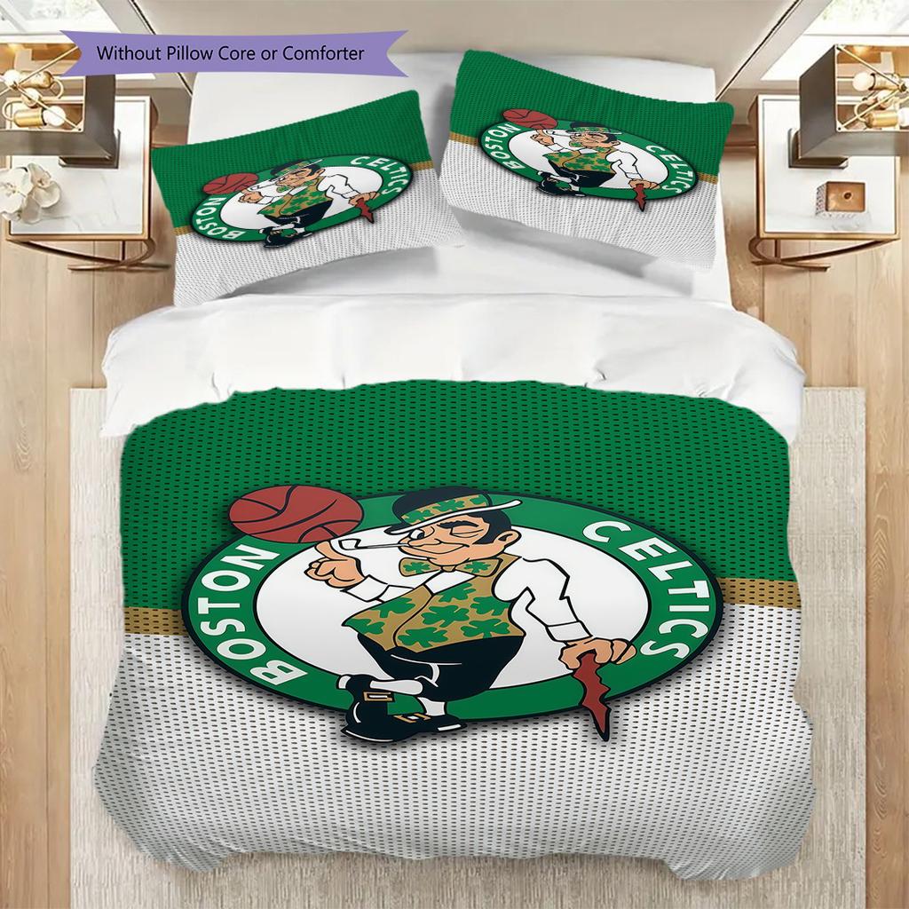 Celtics Spirit Green White Glory Three-piece set(1 * duvet cover + 2 * pillowcase, without core)Duvet cover and pillowcase Soft and comfortable