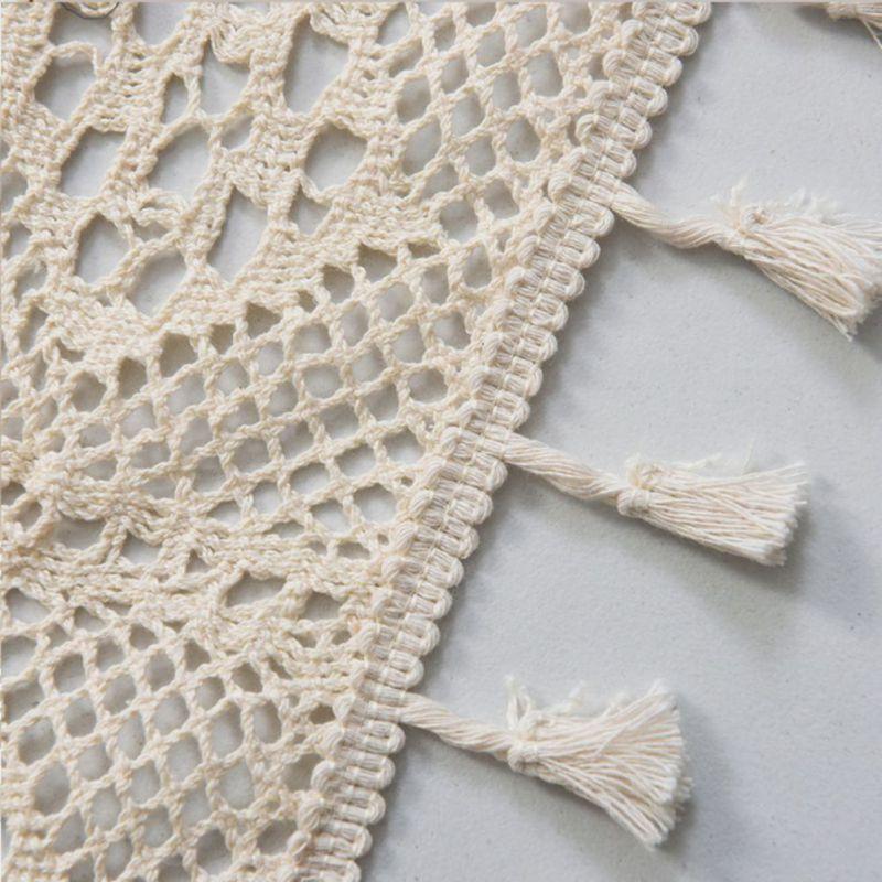 Perdea Scurtă Decorativă cu Franjuri și Dantelă din Bumbac și In