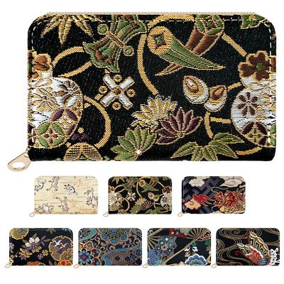 Tsukikage Coin Round Coin Black [leo&aoi] Nishijin-ori Case, Zipper, Purse, Women's Kimono, Gorgeous, Elegant, High-Quality Case, Treasure-Packed,