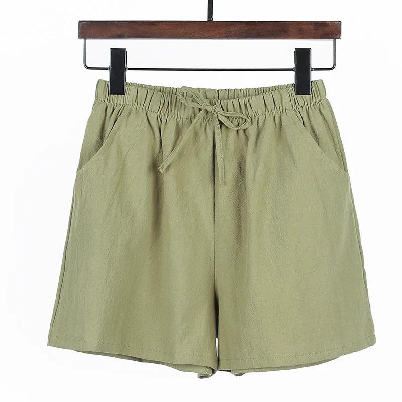 Women High Waisted Casual Linen Shorts Women Gym Workout Shorts Cotton Short Pants Loose-fitting Ladies Short Femme Women Shorts Sport