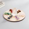 Crystal Desk Display Ornament with Wooden Plate Mineral Degaussing Mixed Stone Crystal Stone Chips Set for Spiritual Meditate