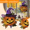 Acrylic Pumpkin Hanging Decoration with Witch Hat Halloween Theme Double Sided Flat Pendant for Indoor Outdoor Wall Door Window Display