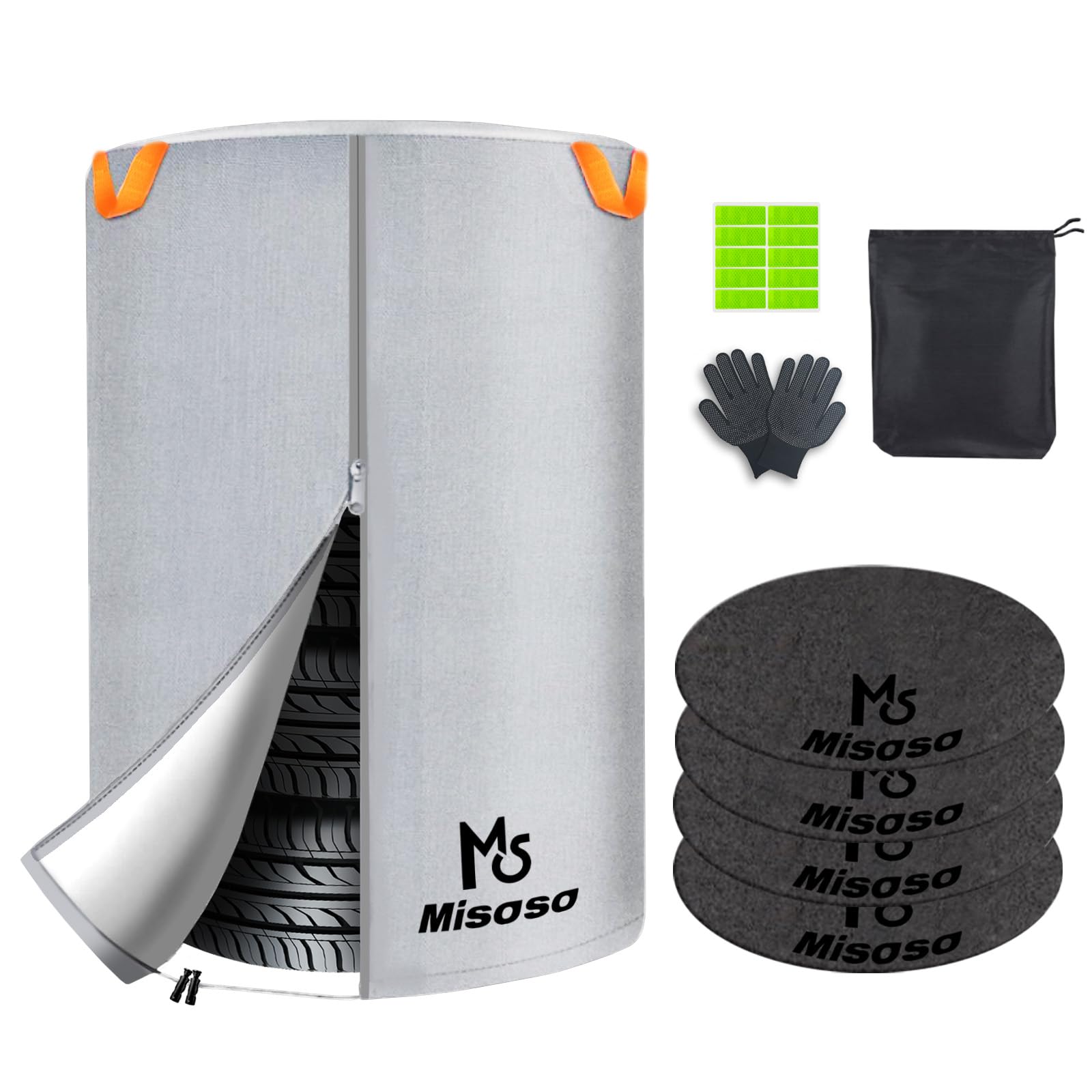 

Misoso Tire Cover, Outdoor, Thick 420D, 4 Felt Pads Included, Tire Storage, 4 Pieces, S（65*90CM） серебряный