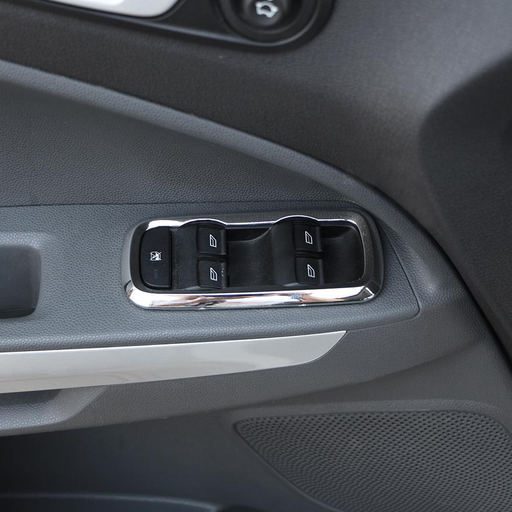 BAZS3 ABS Chrome Interior Trim for Ford Ecosport Fiesta Window Lift Switch Decoration Box Panel Cover Accessories