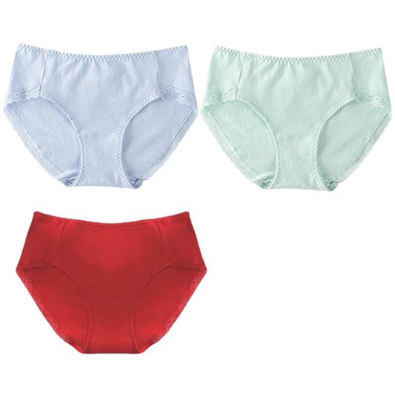 Intimo da donna in cotone da ragazza, combinazione in 3 pezzi, pizzo senza tracce, comodi pantaloni a triangolo traspiranti con tacco largo