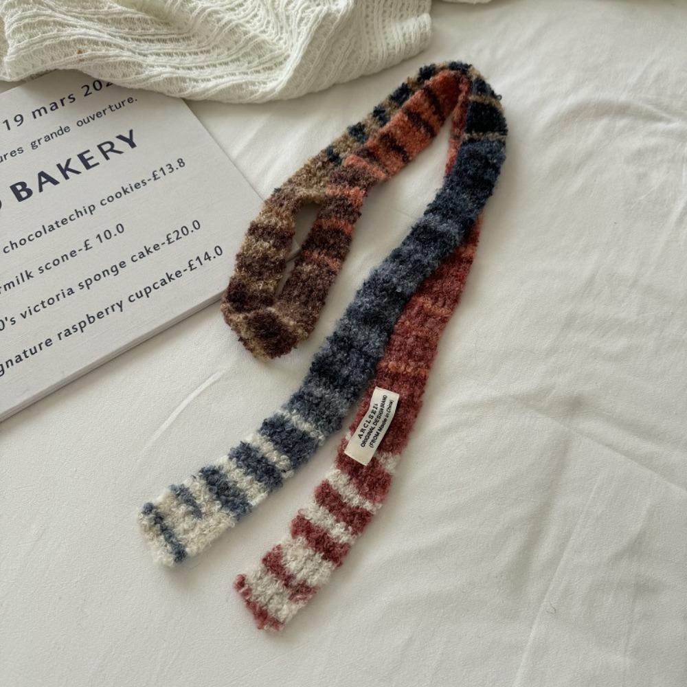 Comfortable Narrow Strip Scarf Rainbow Stripe Thin Scarf Harajuku Style Long Narrow Scarves