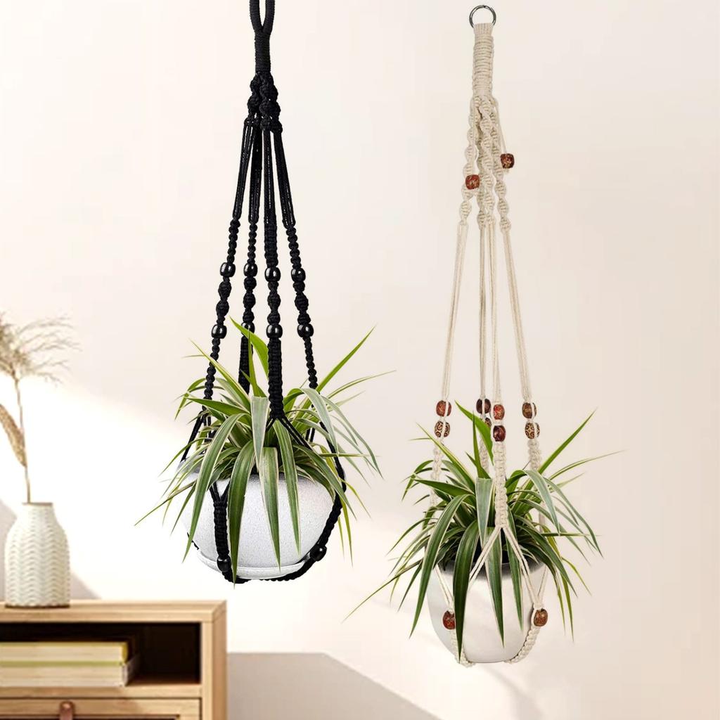 Pflanzenhängegestell 4-teiliges Set Handgefertigter Hängepflanzenständer Korbständer Dekorativer Blumentopfständer