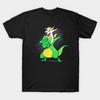 Men Black Print T-shirt Unicorn T-Rex Dabbing No-Cut Transfer Paper Print Cotton Tshirt