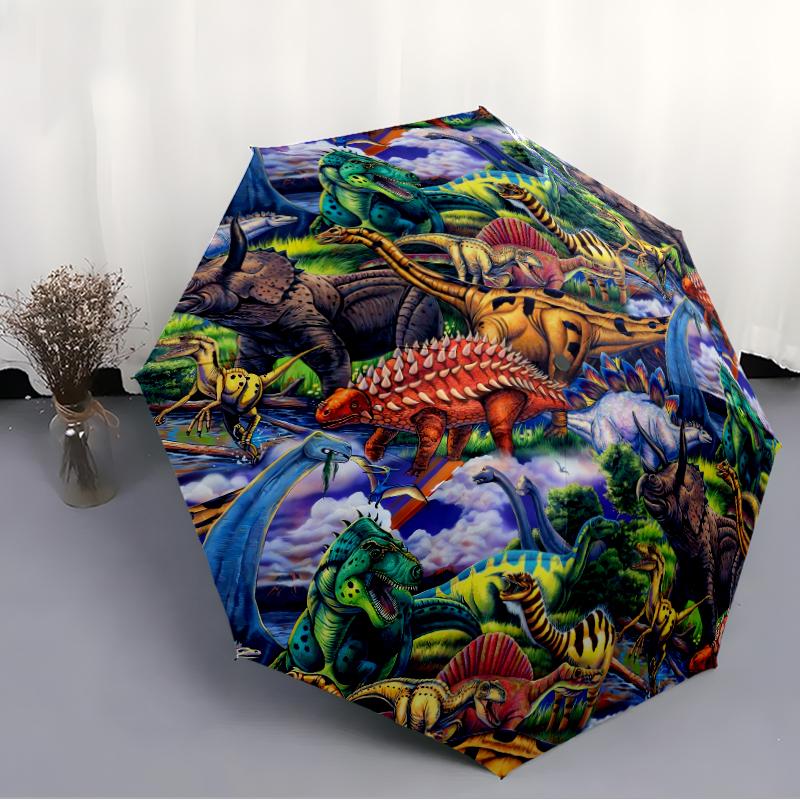 1 PC Automatic Folding Umbrella - Dinosaur Pattern, Portable & Foldable Design with 8 Ribs, Christmas Birthday Gifts