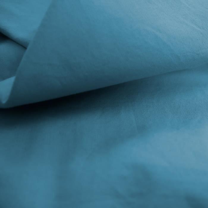 Housse De Couette Unie En Coton, COTON LAVÉ Bleu Glacier 140x200 Cm