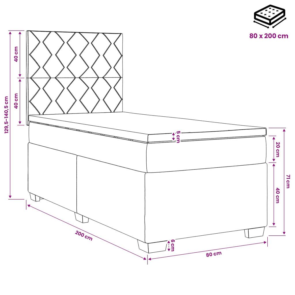 Box Spring Bed with Mattress and Headboard Taupe 80 x 200 cm Fabric