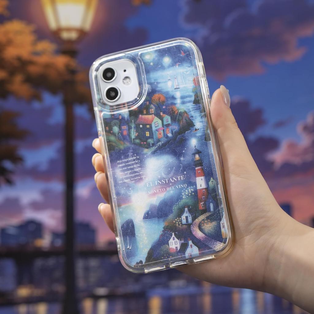 Alideco Wide Washi Masking Tape Set, 6 Rolls, 8.0 Cm × 2 M, Retro Landscape & Lighthouse (Design Chongjingderiyuye)