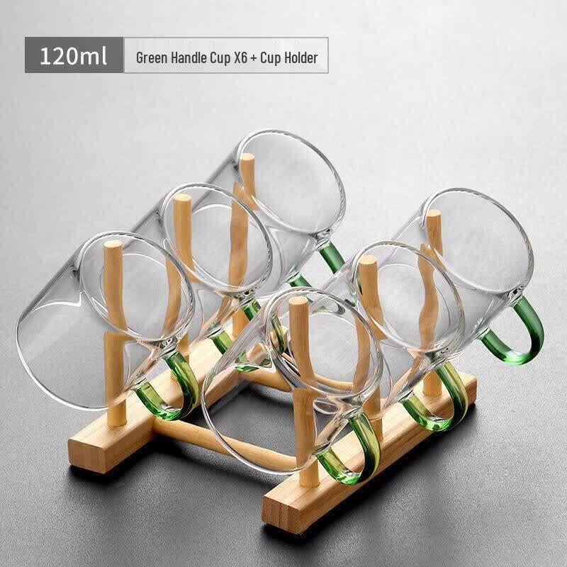 ZISIZ Heat-Resistant Colorful Glass Tea Cup Set with Drainer