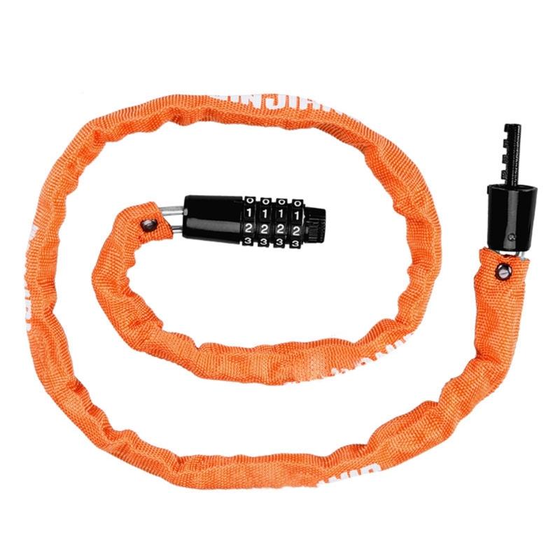 Portable Bike Chain Lock 4 Digit Password Bicycles Lock Antitheft Mountain Bike Lock for Outdoor Cycling Enduring