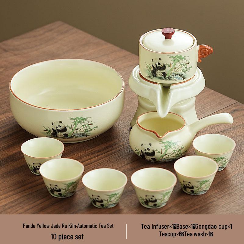 Panda Ru Kiln Kung Fu Tea Set: 2024 Gaiwan & Teapot, Ideal for Home or Gift