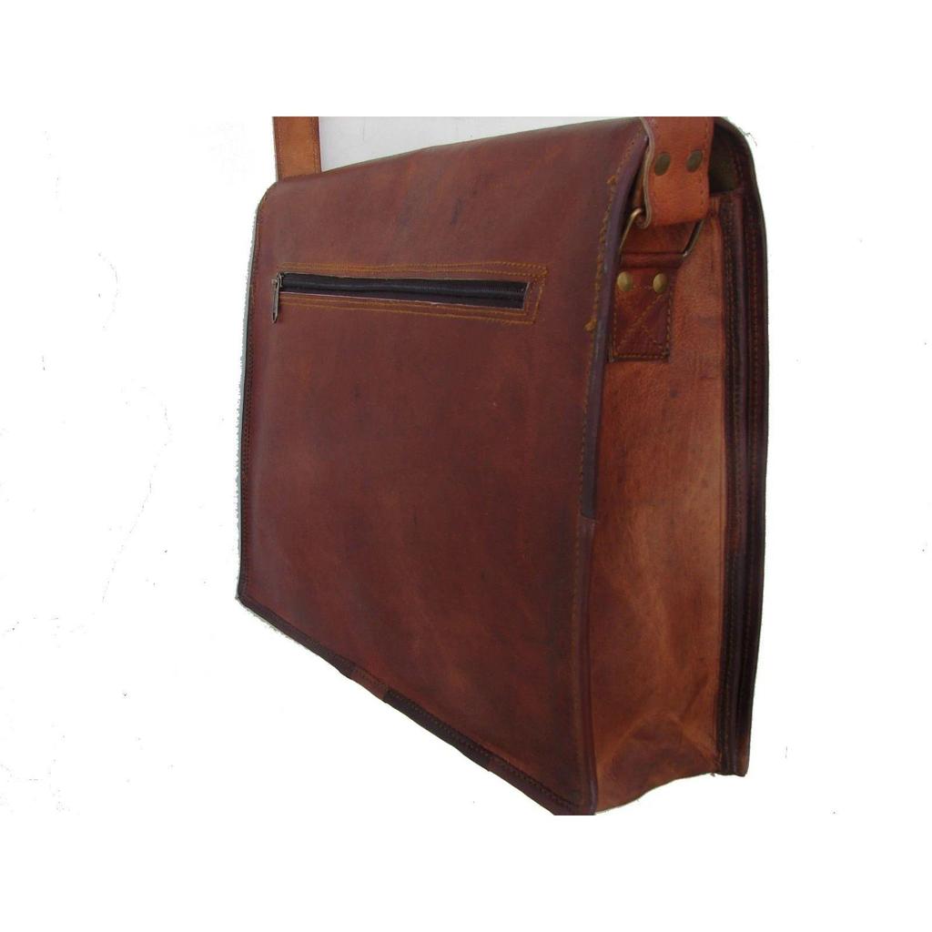 Men's Genuine Vintage Leather Messenger Shoulder Laptop Bag Handmade Satchel