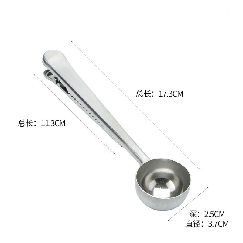 

2-in-1 Stainless Steel Coffee Measuring Coffee Scoop Multifunctional Food Sealing Clip Tea Milk Powder Scoop Coffee Accessories
