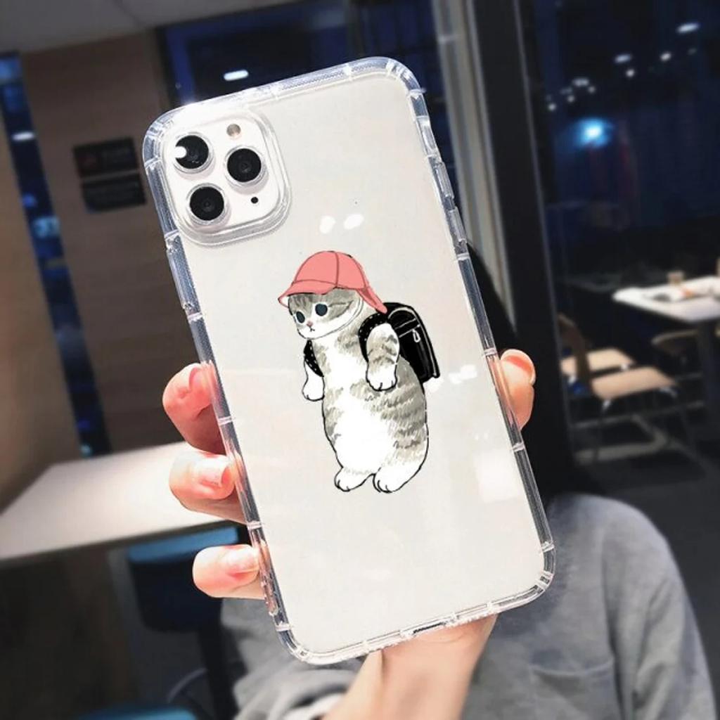 Süße Katze Lustige Cartoon Handyhülle für iPhone 11 12 14 13 Pro Max XR XS X 8 7 Plus Süßes Tiermuster Klare Soft Cover Schale