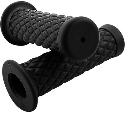 1" Grip for 25.4mm Handle Harley Bike Grips American 25mm/28mm Set Diamond Cut Non-Piercing (Black)