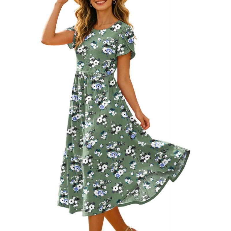 Portia 2026 summer new high-end versatile lazy loose flower casual dress M