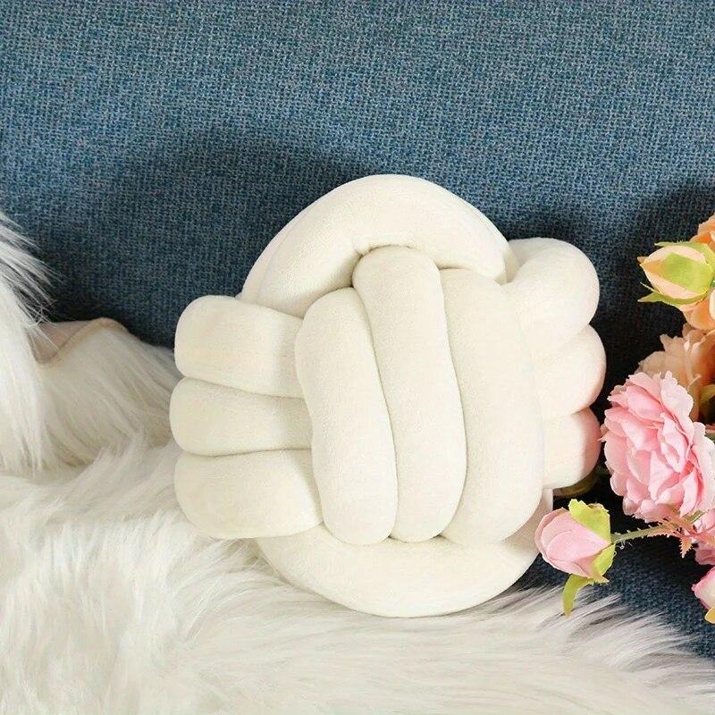 

1 шт. Маленькая круглая декоративная подушка, плюшевая подушка для украшения дома. Подушка-шар с узлом, декоративные подушки, плюшевая подушка, плед 20cm бежевый