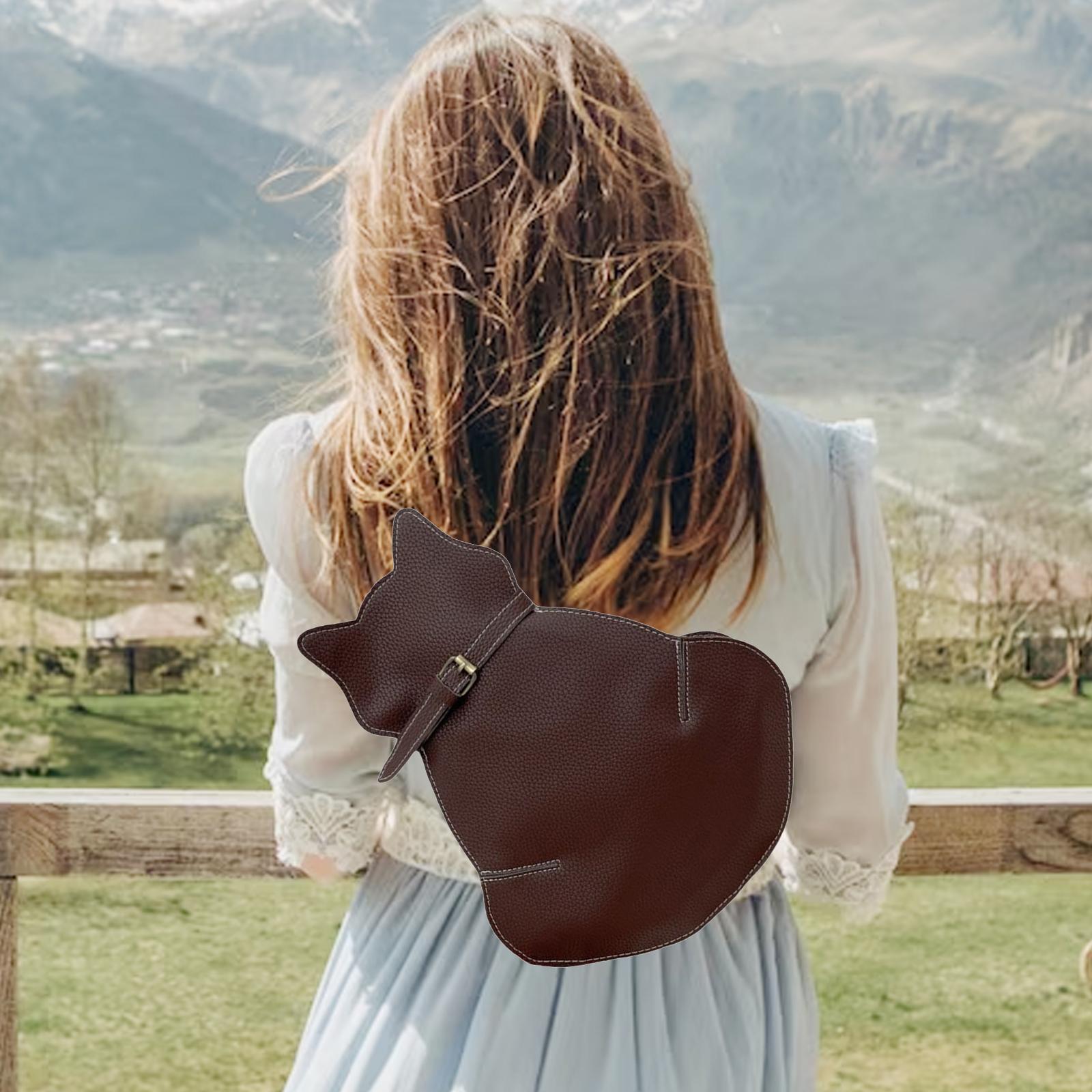 

Сумки-слинг для женщин Crossbody Искусственная кожа Милый дизайн в форме кошки Легкая сумка на плечо Сумка Сумка на грудь для спортзала на открытом воздухе кофейный