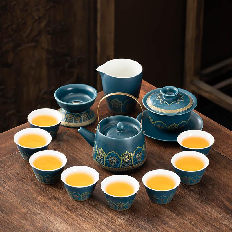 Guyun Ceramic Kung Fu Tea Set Gift Box, High-end Light Luxury Household Full Set, Send Customers Business Gift Prints