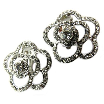 [P4601] - Silver White 'Sissi' Designer Clips (flower) - 30 Mm