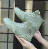 Moda Primavera Estate Donna Scarpe Alte in Tela Verdi Sottili Traspiranti Versatili Scarpe Coreane Tendenza Sneaker Casual Leggera da Donna