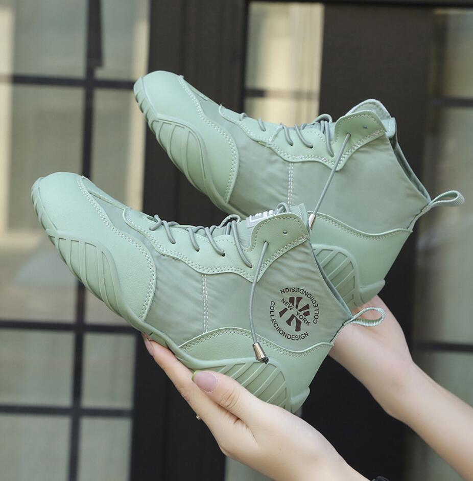 Moda Primavera Estate Donna Scarpe Alte in Tela Verdi Sottili Traspiranti Versatili Scarpe Coreane Tendenza Sneaker Casual Leggera da Donna