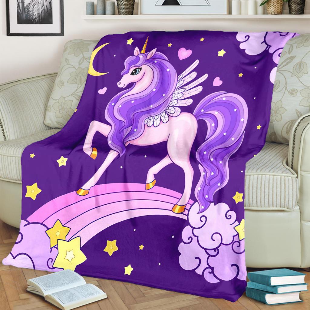 1PC Cute Cartoon Anime Animal Unicorn Blanket, Bed Cover Blanket Sofa Cover All Season Lightweight Home Office Outdoor Nap Multifunctional Blanket