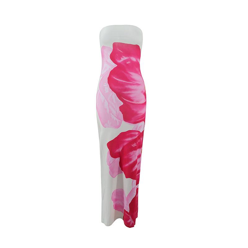 

Summer Sexy Figure-hugging Printed Plunging-neck Dress For Women L