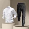 Spring Breathable Quick Drying Stand Neck Half Zipper Sports Training Set Men Solid Pullover Long Sleeved Top Casual Pants