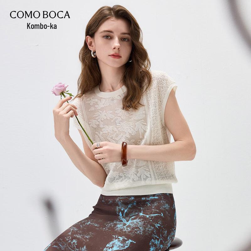 Women s Elegant Jacquard Mulberry Silk Blend Knit T-Shirt XL
