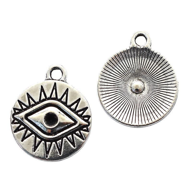 DIY Alloy Jewelry Accessories: 16 Antique Silver Horus Eye Pendants Set