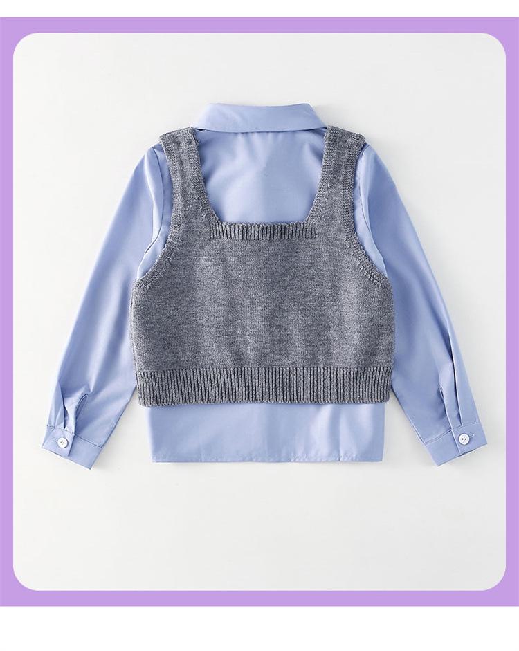 Girls' Autumn 2025 Academy Style: Bowknot Vest, Knit Vest & Pleated Skirt Set