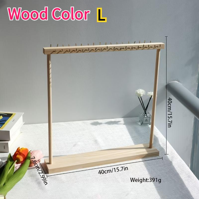 Wooden Double-Row Jewelry Display Rack Elegant Jewelry Organizer with Hooks for Necklaces Bracelets Earrings Rings Space-Saving