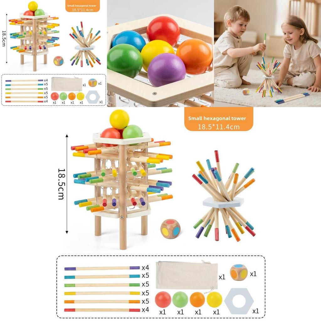 Baby Holzspielzeug Puzzle Turm Balance Spiel für Kleinkinder Lernen und Stapeln