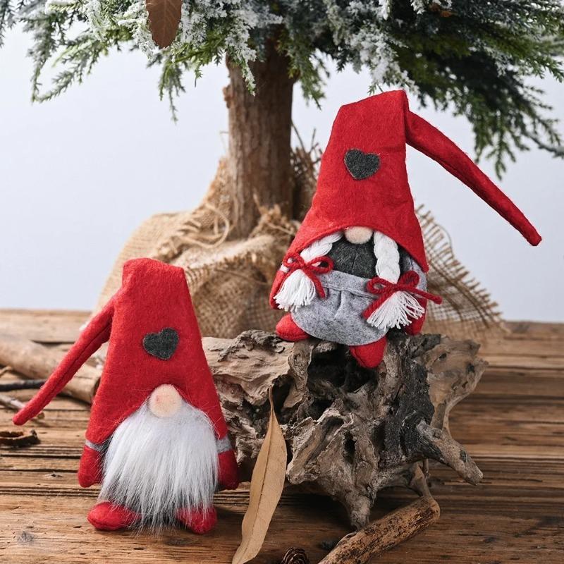 

Christmas Decorations Forest Old Man Doll Standing Faceless Doll Ornaments B