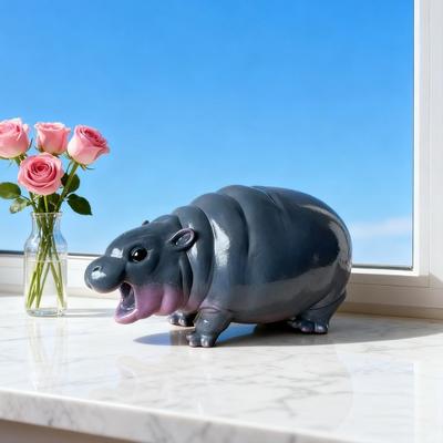 Simulace Hrocha Figurka Řvoucí Hroch Socha Hroch Říční Socha Vzdělávací Hračka Pryskyřice Zvířecí Model Dekorace Ornament