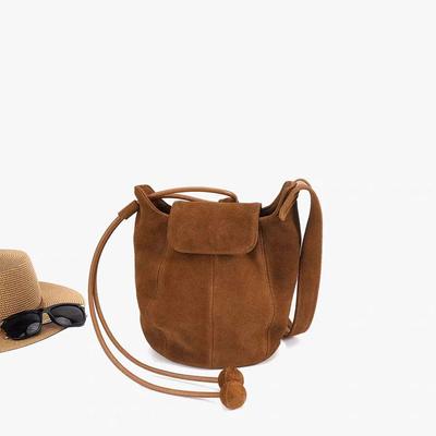 2025 New Matte Suede Bucket Bag Pumpkin Bag Women's High-end Niche Design Single Shoulder Underarm Oblique Span Bag