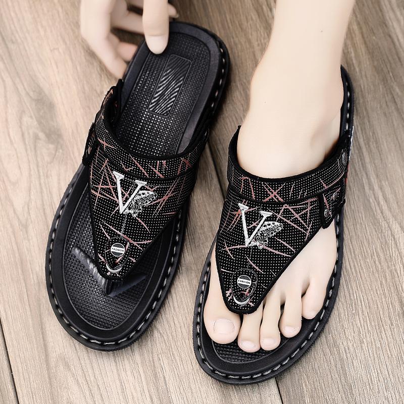 Fashion Brand Summer Men's Sandals Genuine Leather Men Slippers Gladiator Men Beach Sandals Soft Comfortable Outdoors Wading Shoes